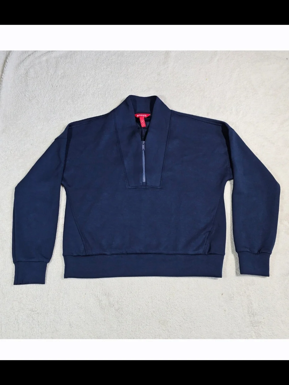 Spanx Air Essentials Half Zip Sweatshirt - TIMELESS NAVY BLUE - MEDIUM